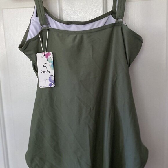 Upopby Womens Padded One Piece Tummy Control Swimsuit Olive Green Size 12 NWT - Picture 5 of 16